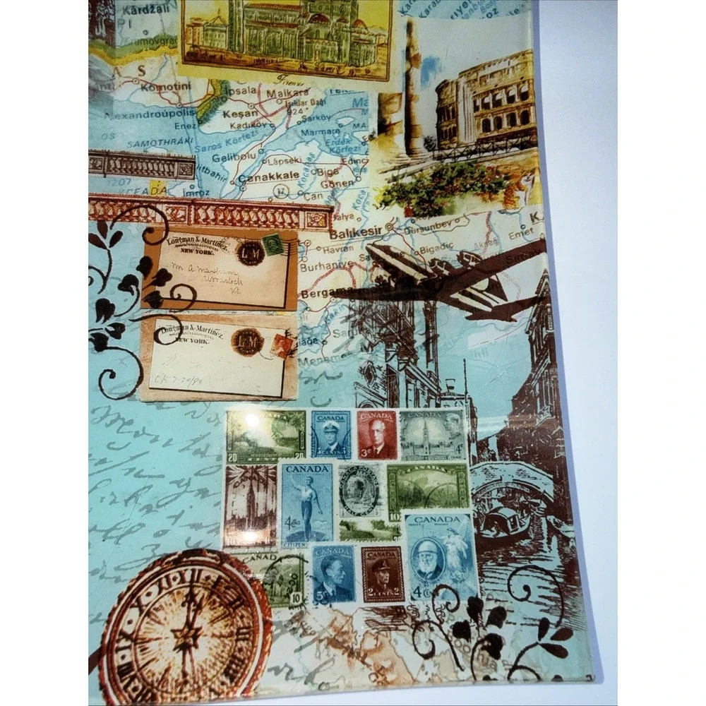 Set‎ 2- Postcard Photos Glass Plates Reverse Decorated Italy France Fringe 8